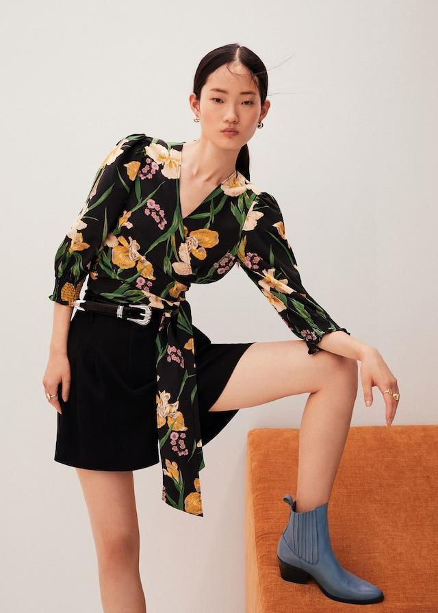 Wrap floral blouse