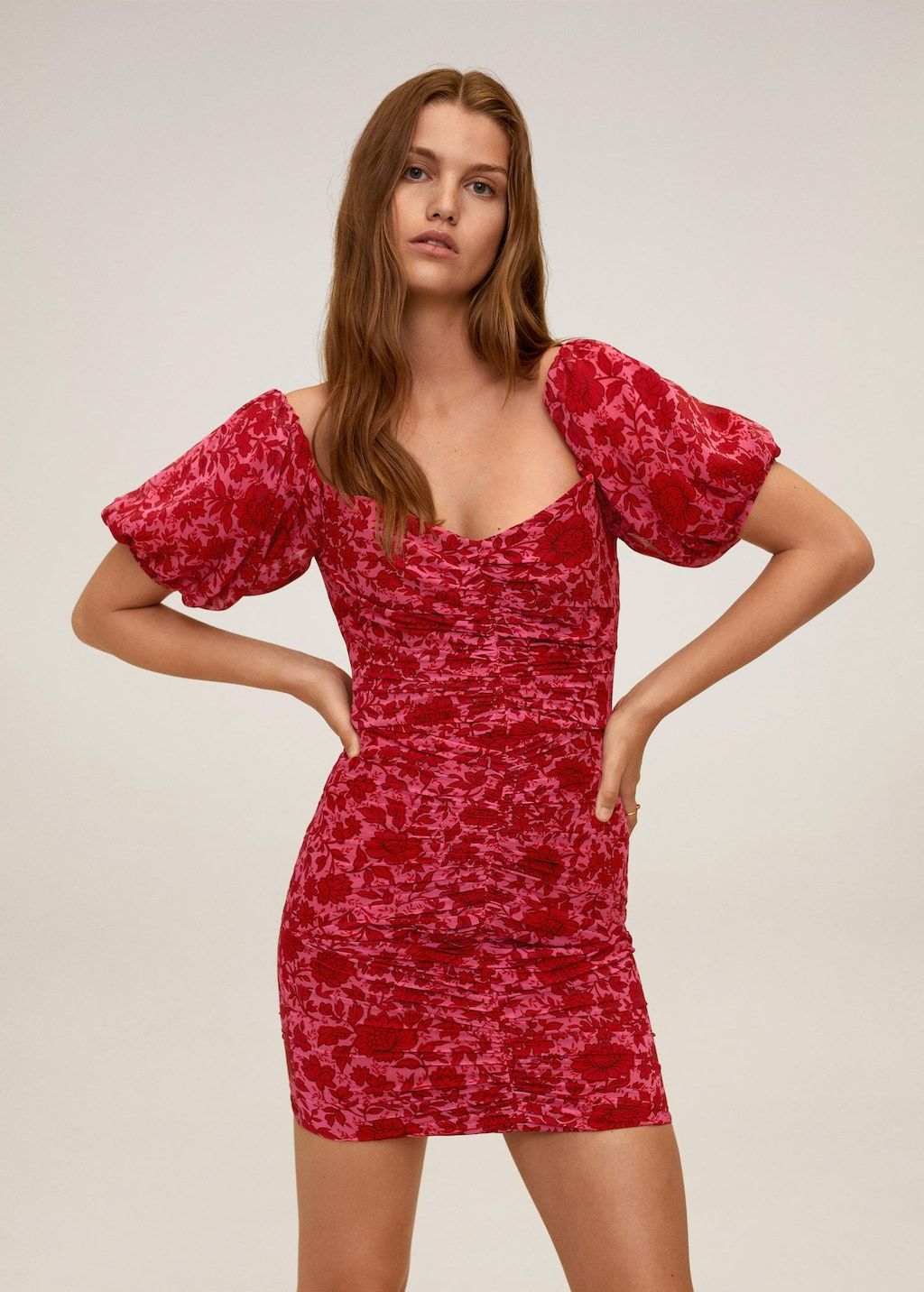 Ruched floral dress