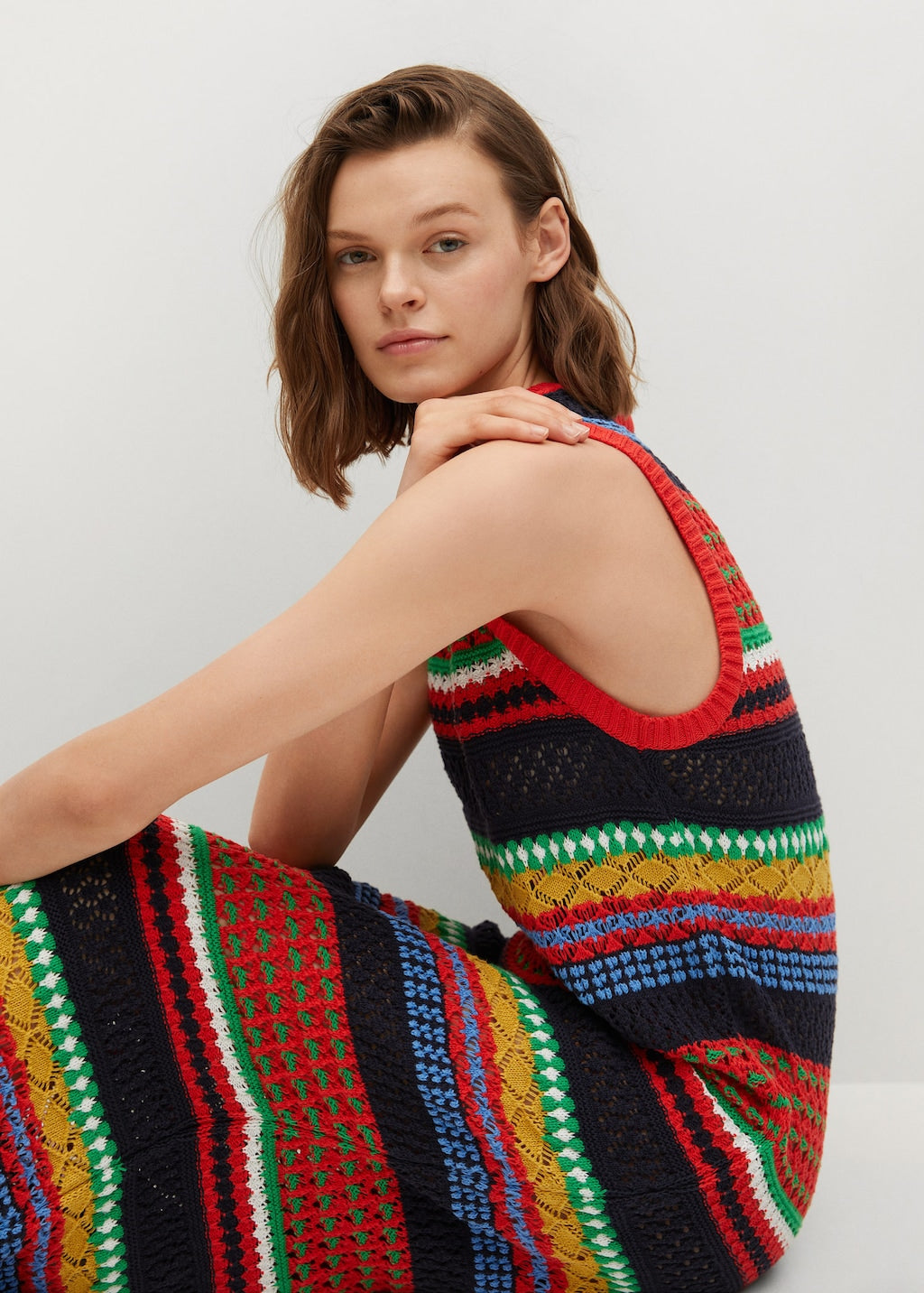 Knit cotton-blend dress