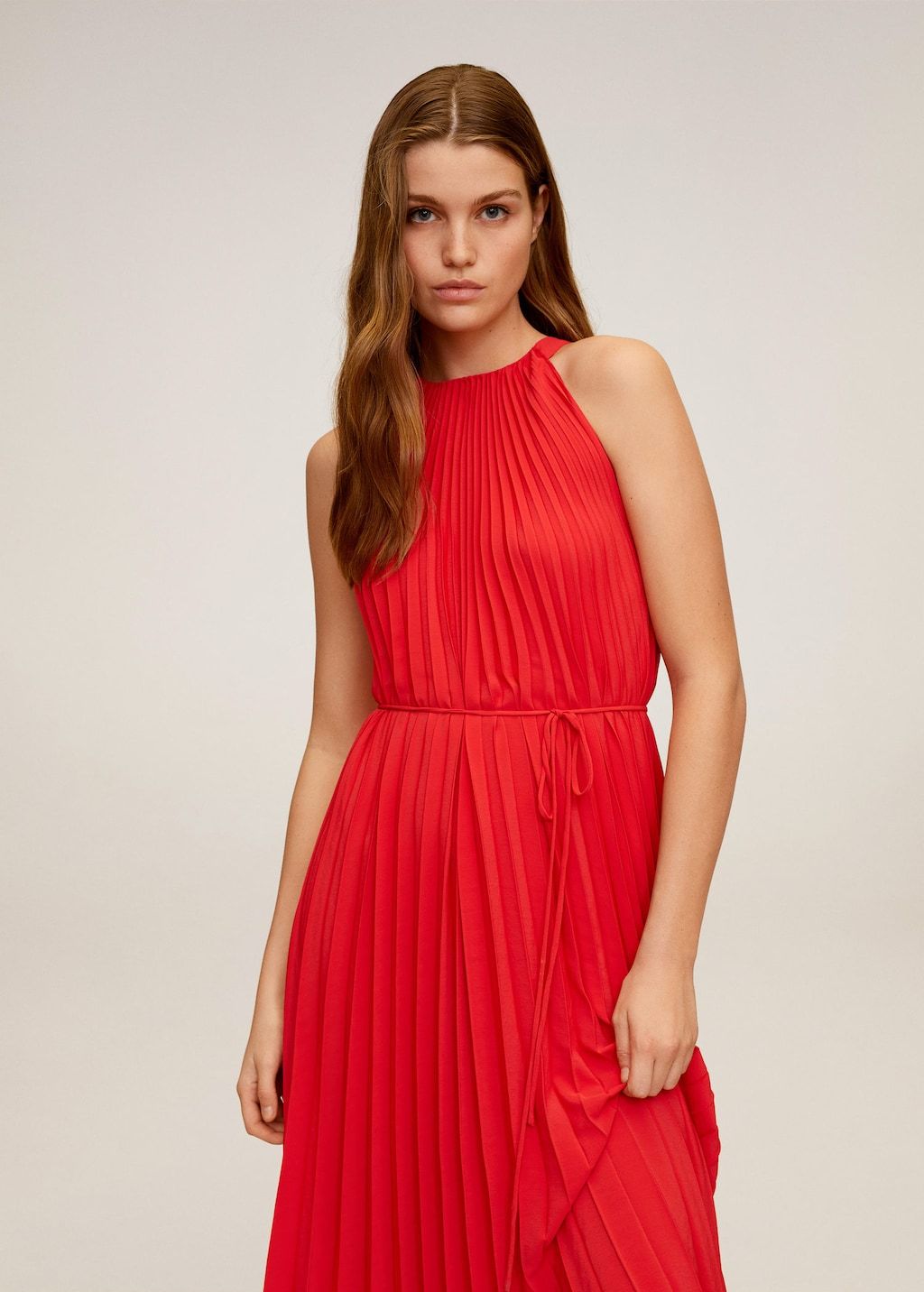 Belt pleated dress