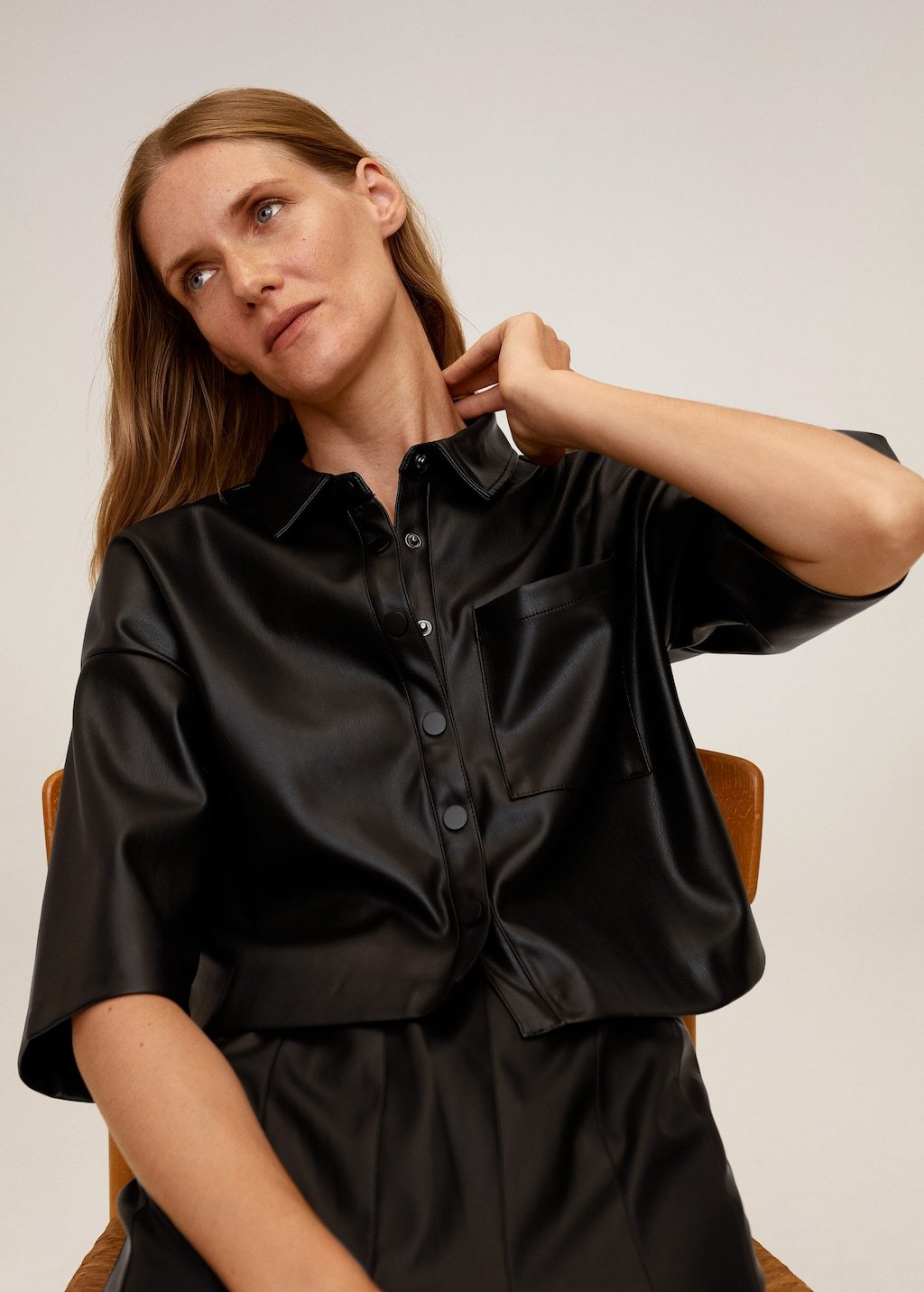 Faux-leather shirt