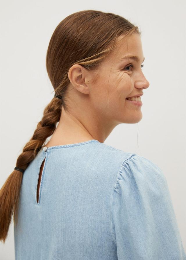 Frilled denim dress