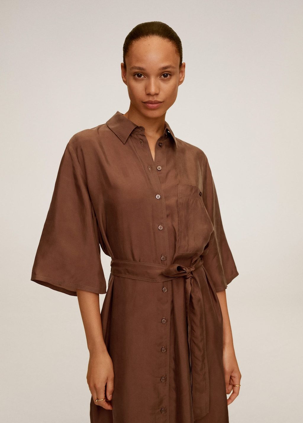 Belted cupro dress
