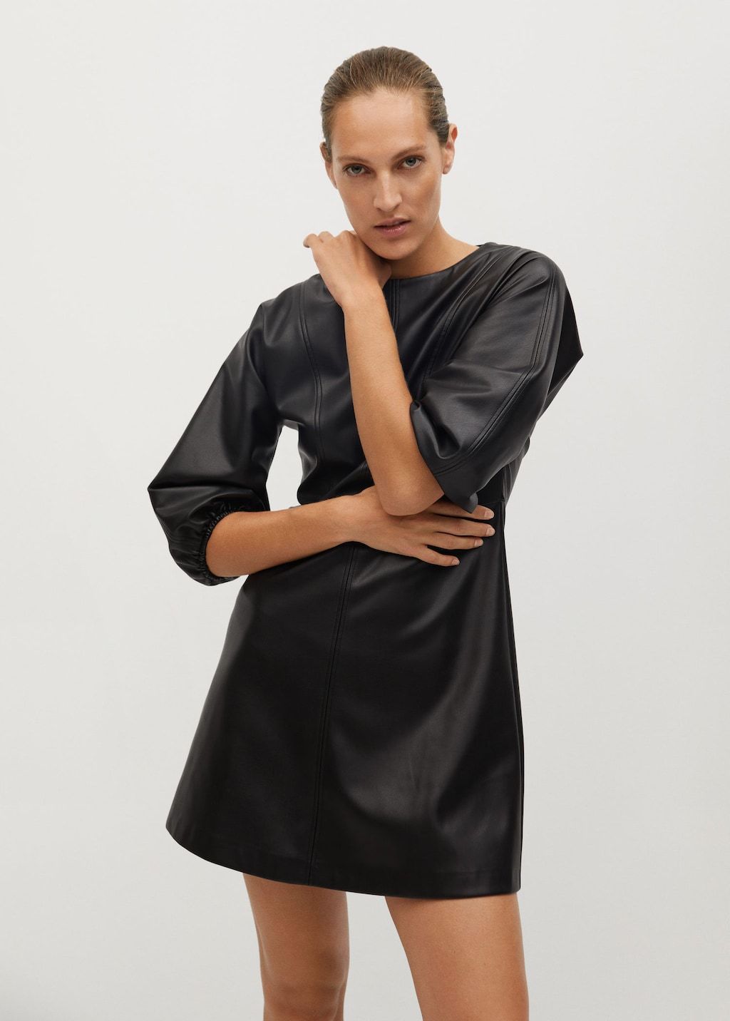 Faux-leather dress