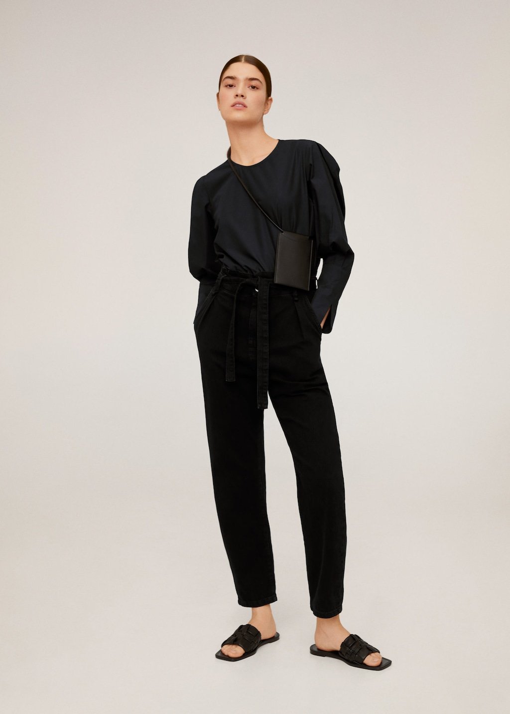 Puffed-shoulder blouse