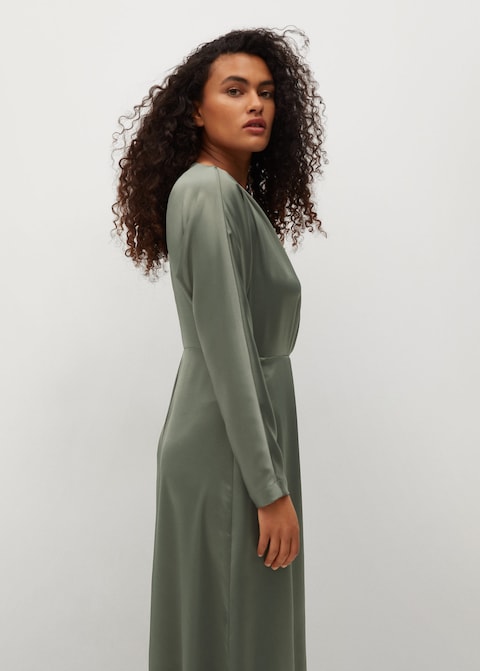 Pleated satin dress