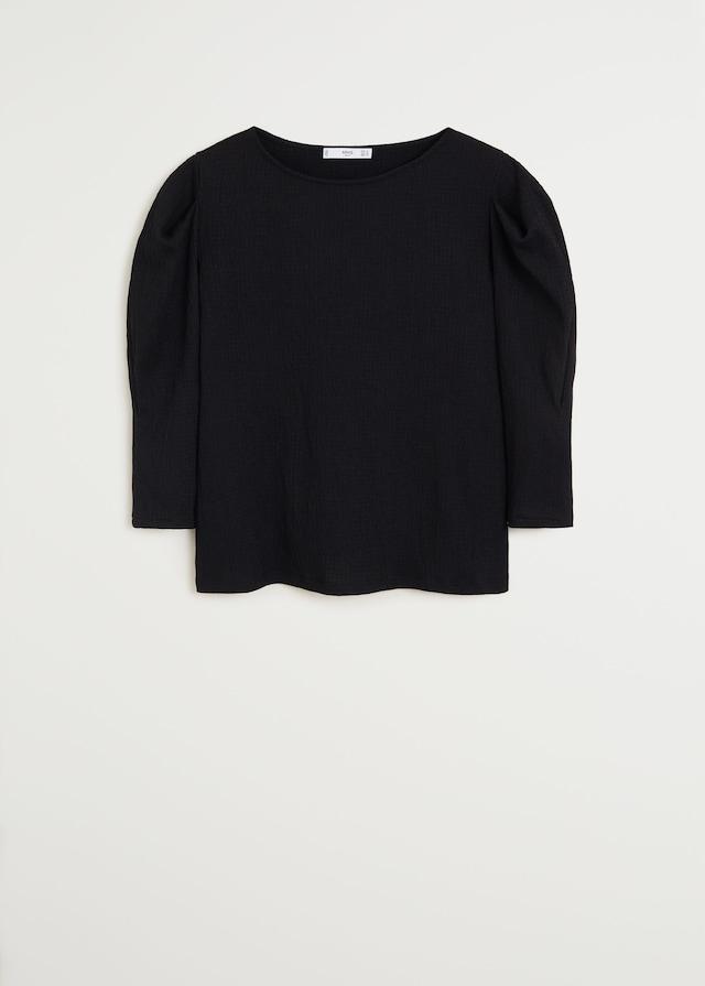 Puffed sleeves pleated t-shirt
