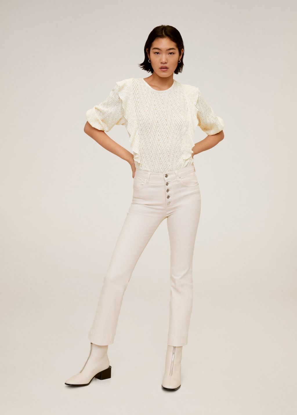Openwork frills t-shirt