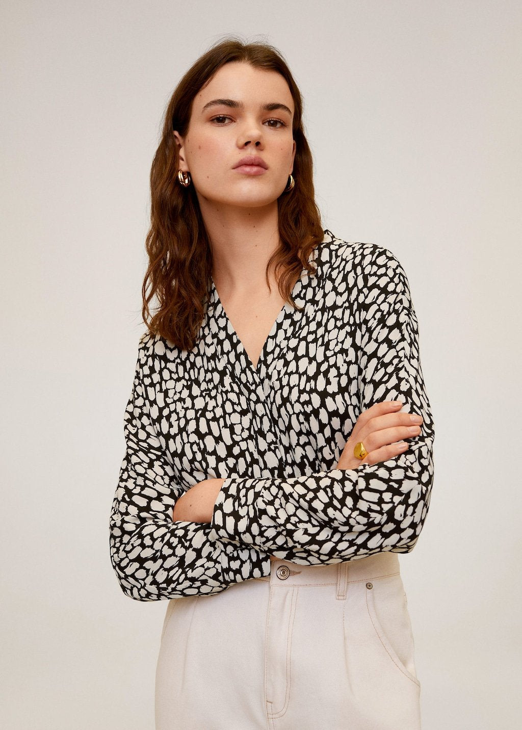 V-neckline blouse