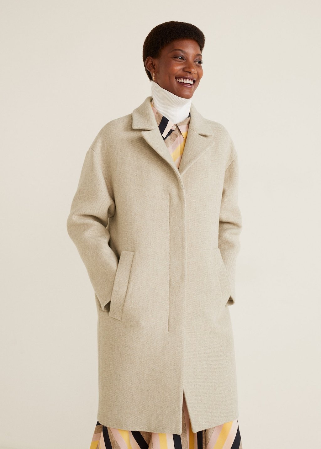 Unstructured wool-blend coat
