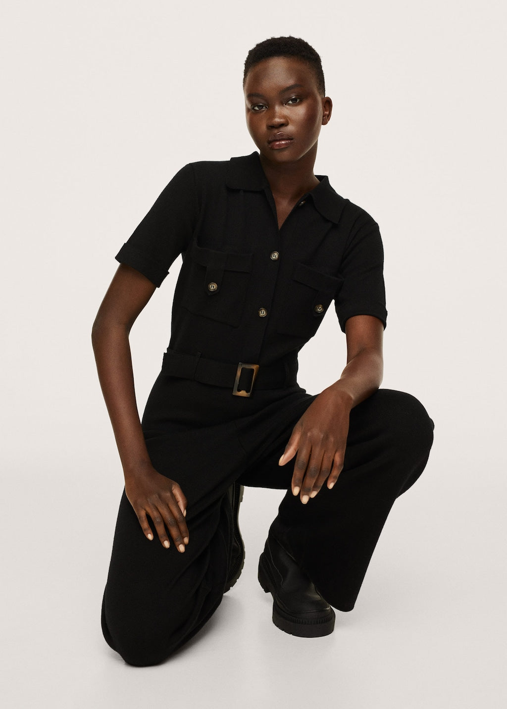 Belt long jumpsuit