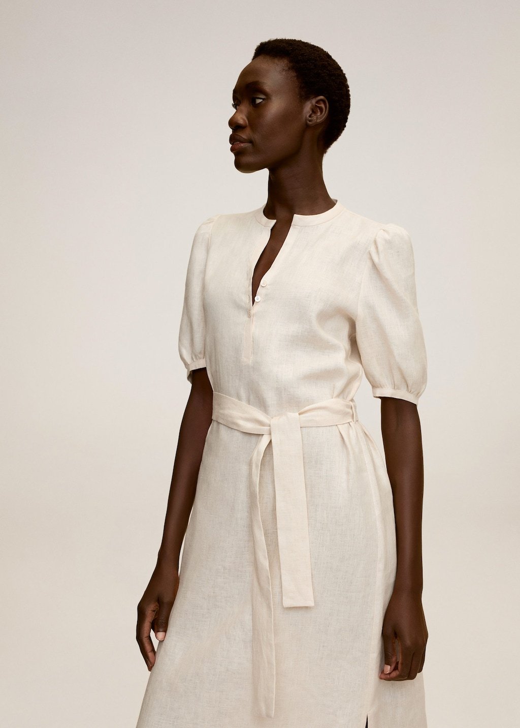 Belt linen dress