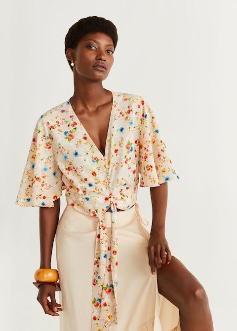 Bow cropped blouse