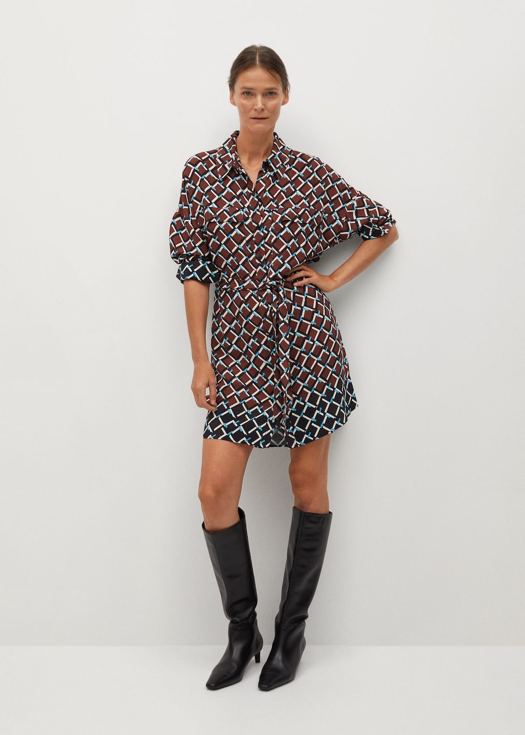 Navy Belt shirt dress