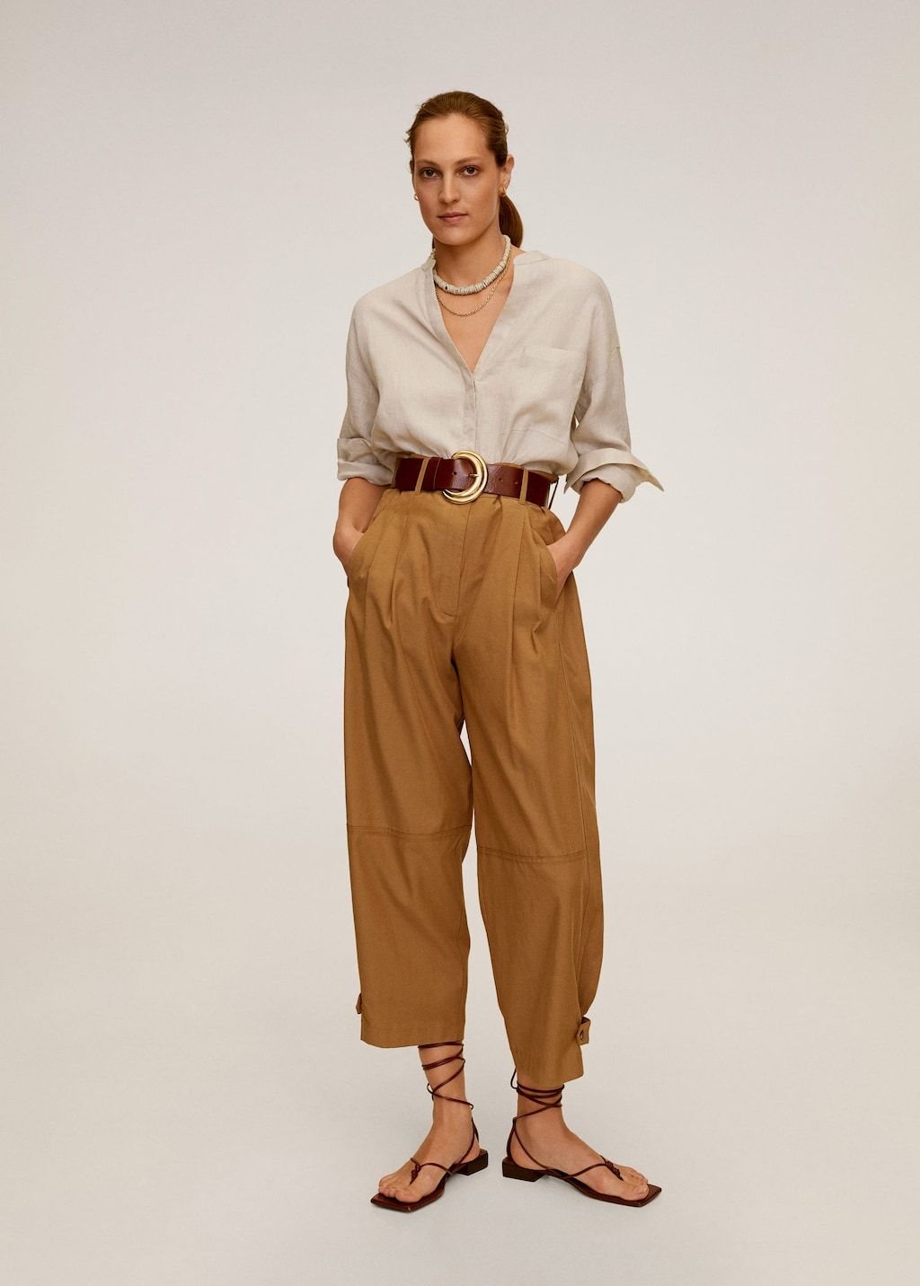 Mao collar linen shirt
