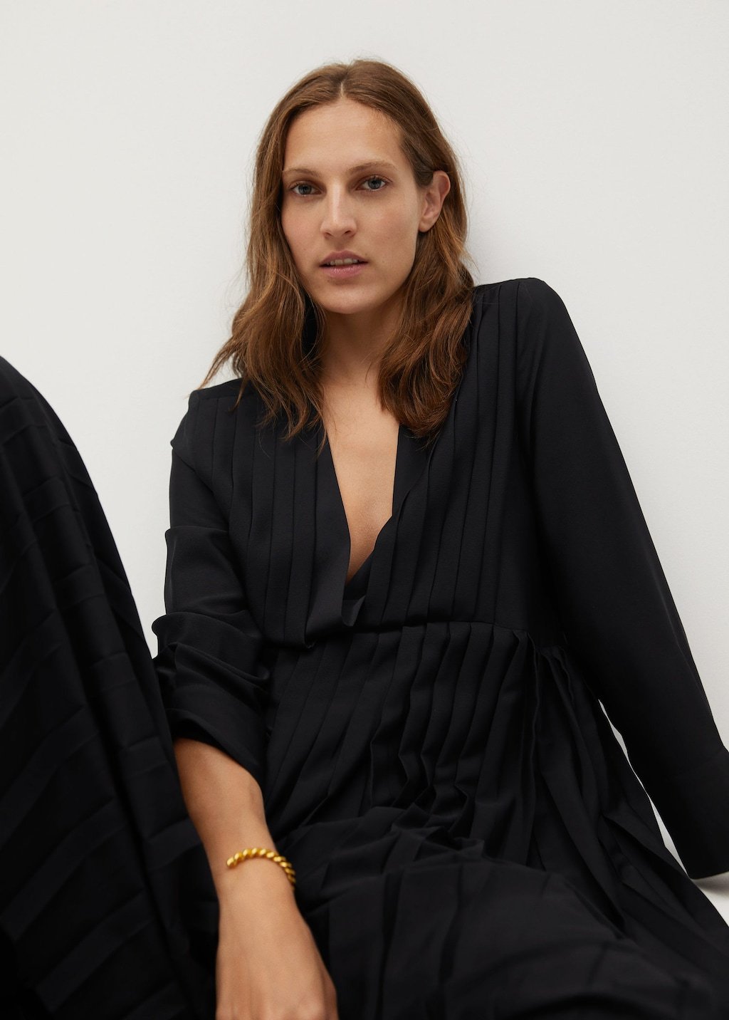 Recycled polyester pleated dress
