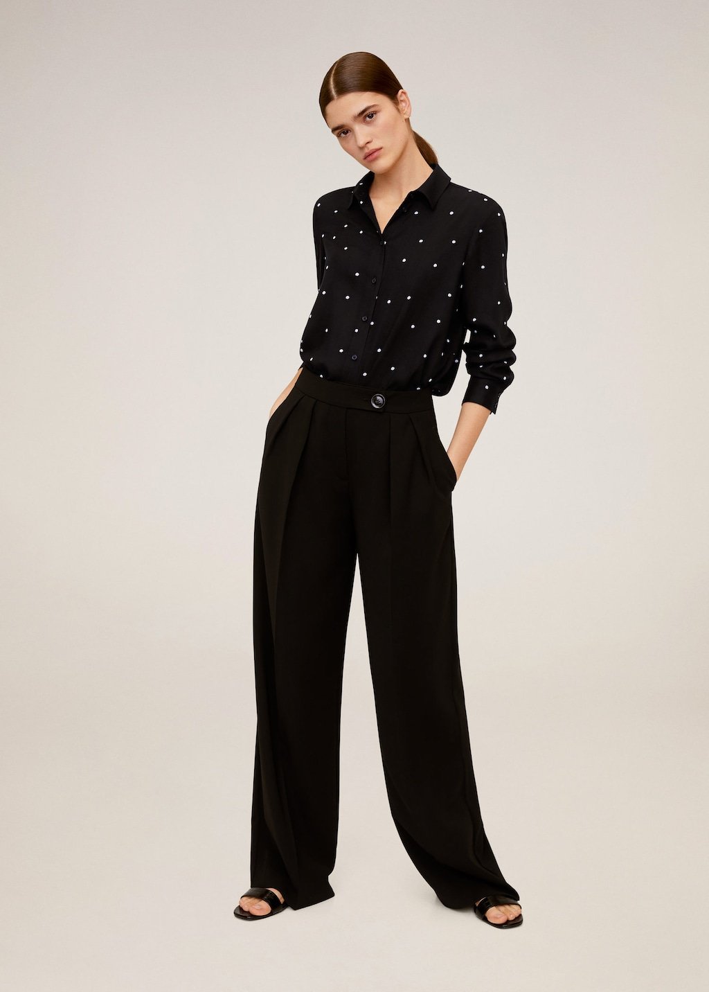 Polka-dot flowy shirt