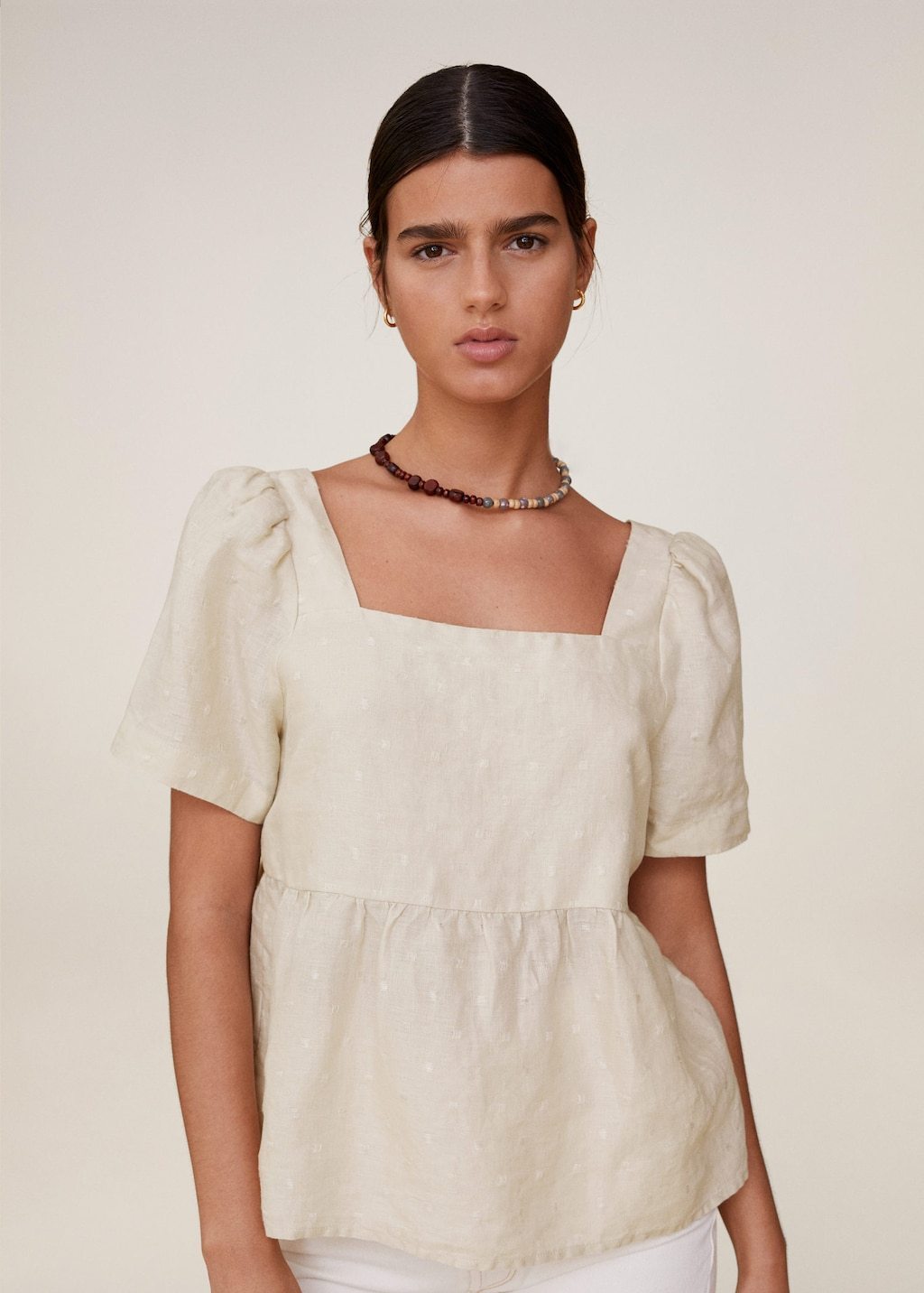 Textured linen blouse