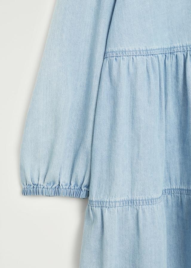 Frilled denim dress