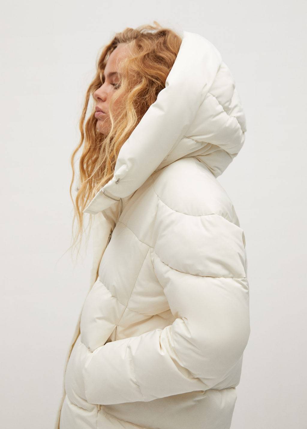 Feather down hooded coat