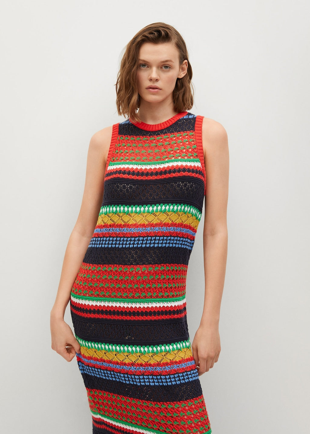 Knit cotton-blend dress