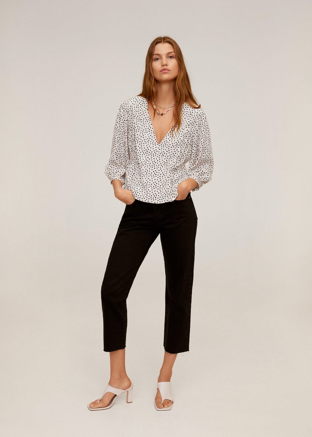 Wrap printed blouse