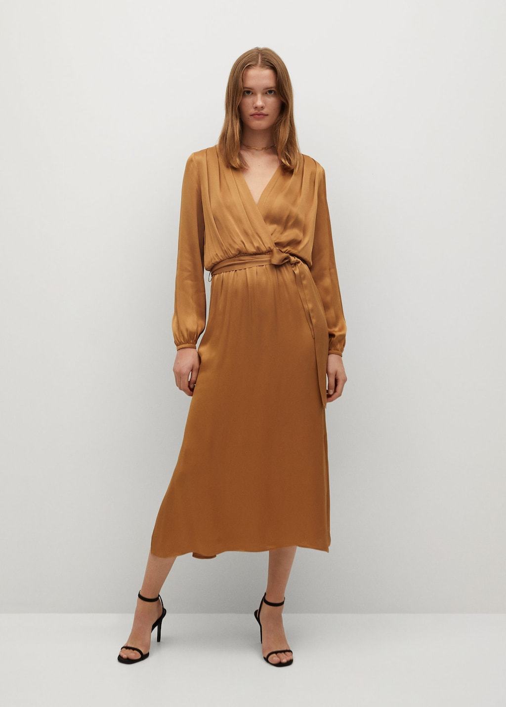 Wrapped satin dress