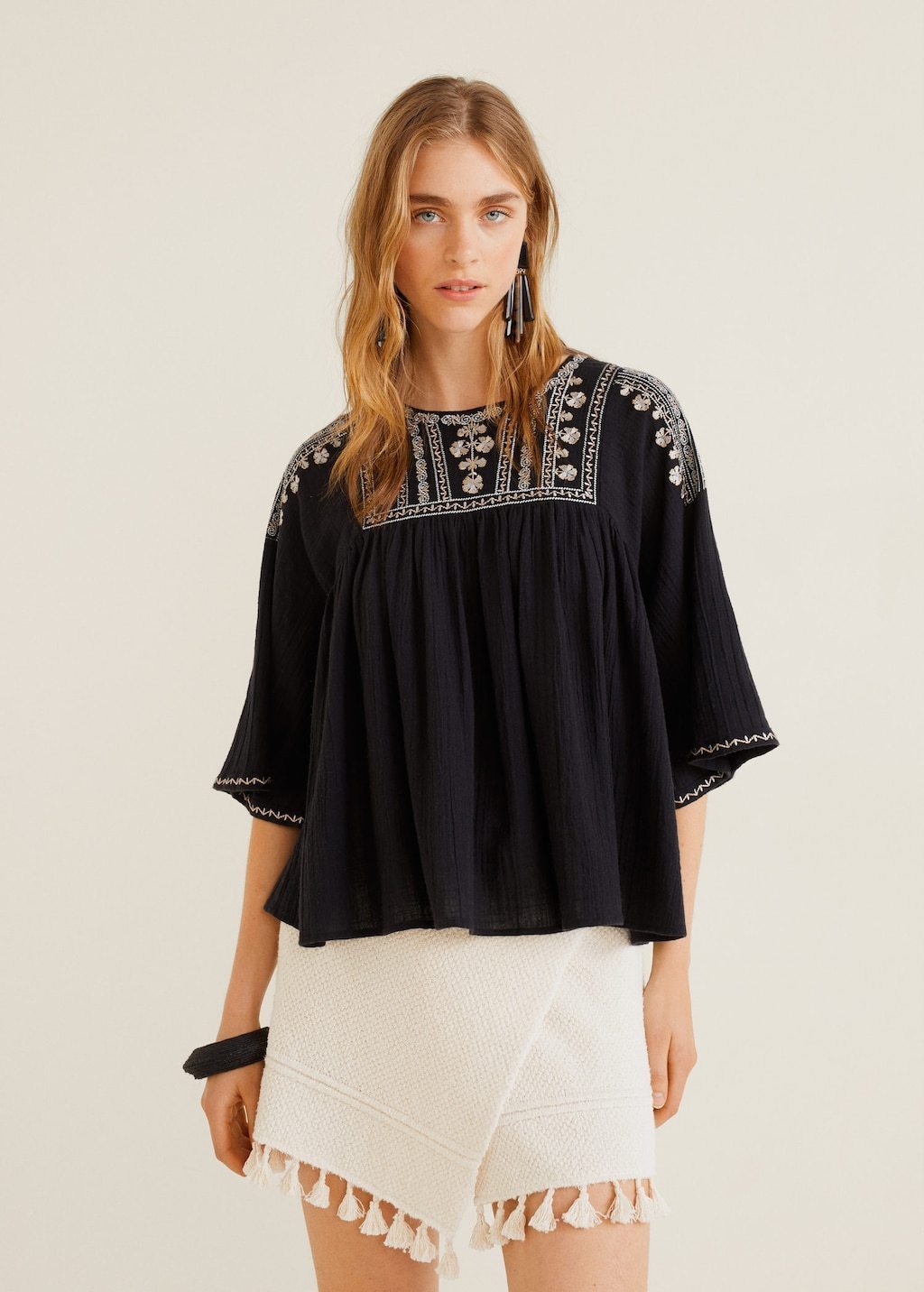 Embroidered cotton blouse