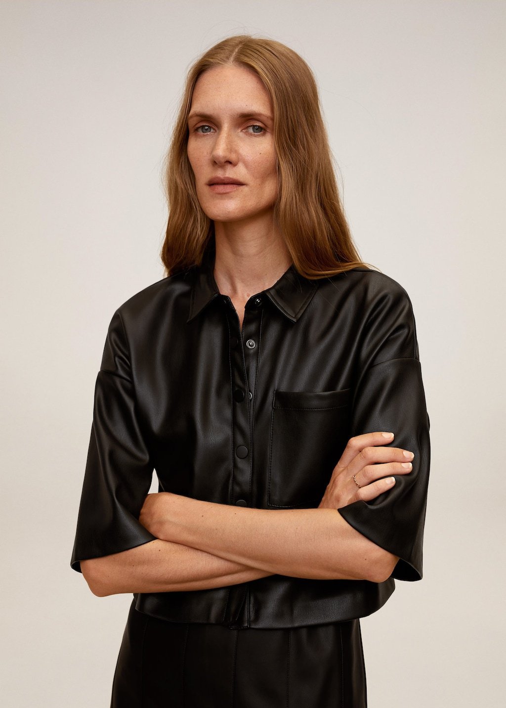 Faux-leather shirt