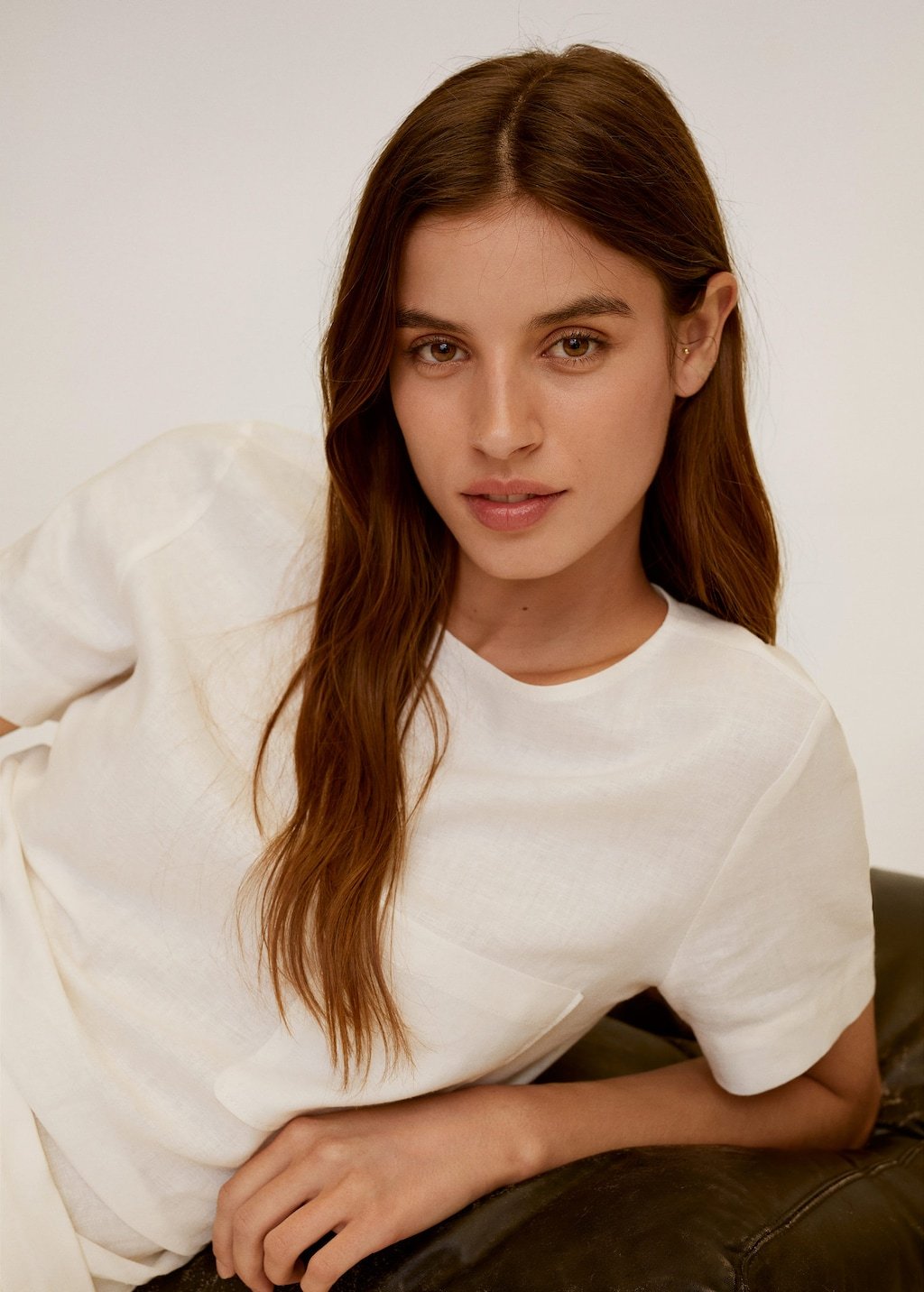 Pocket linen-blend blouse