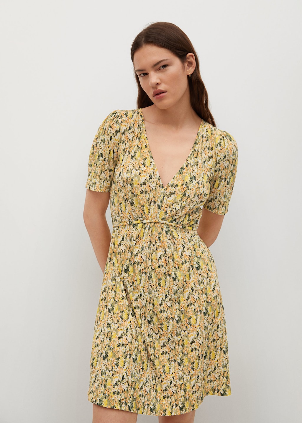 Printed pleated dress