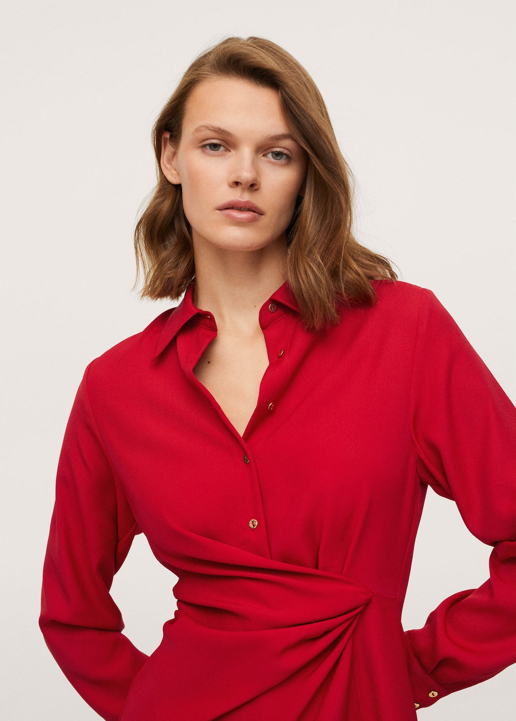 Knot detail shirt dress