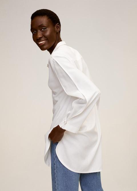 Beaded collar shirt