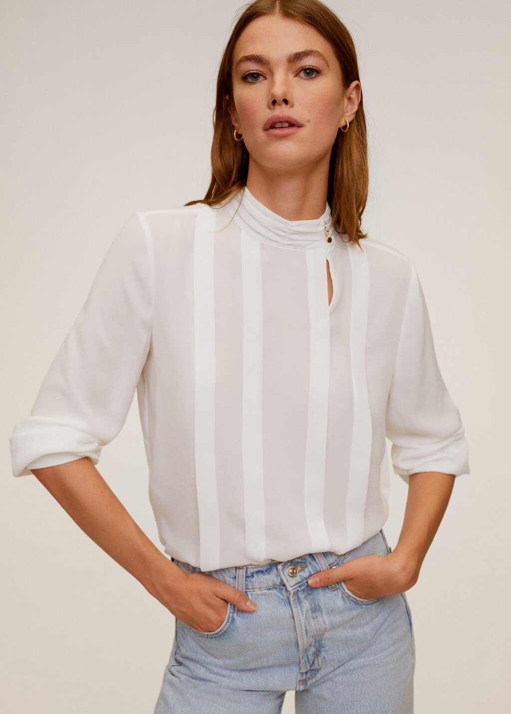 Mao collar blouse