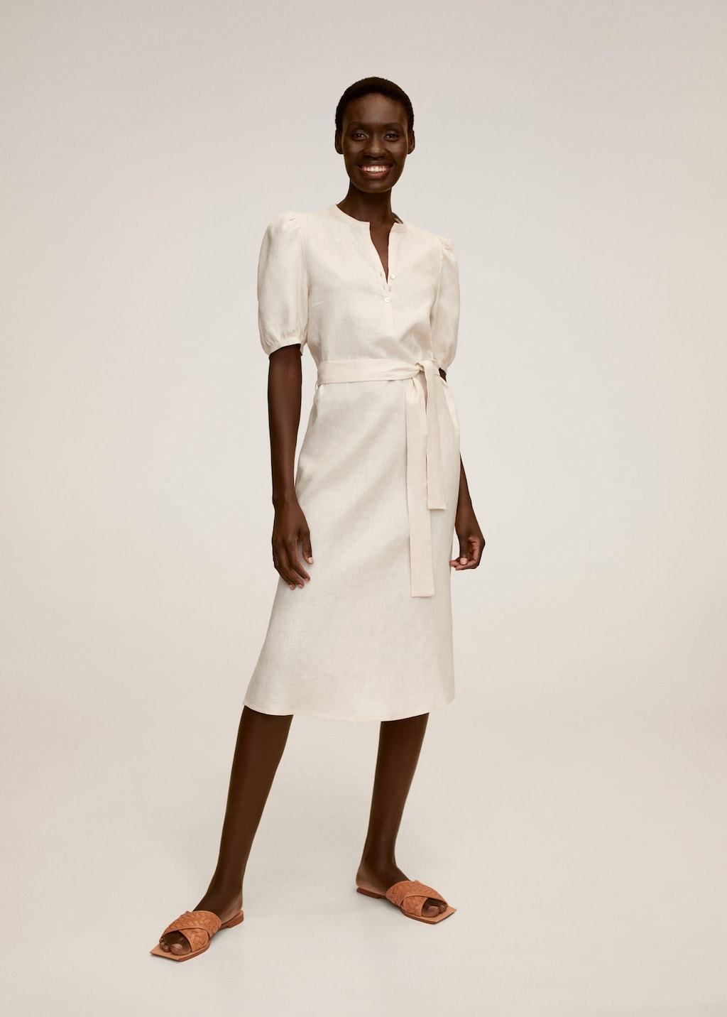 Belt linen dress