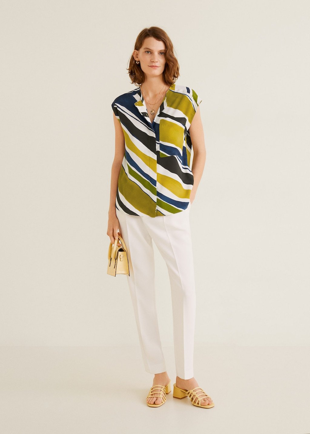 Chest-pocket striped blouse
