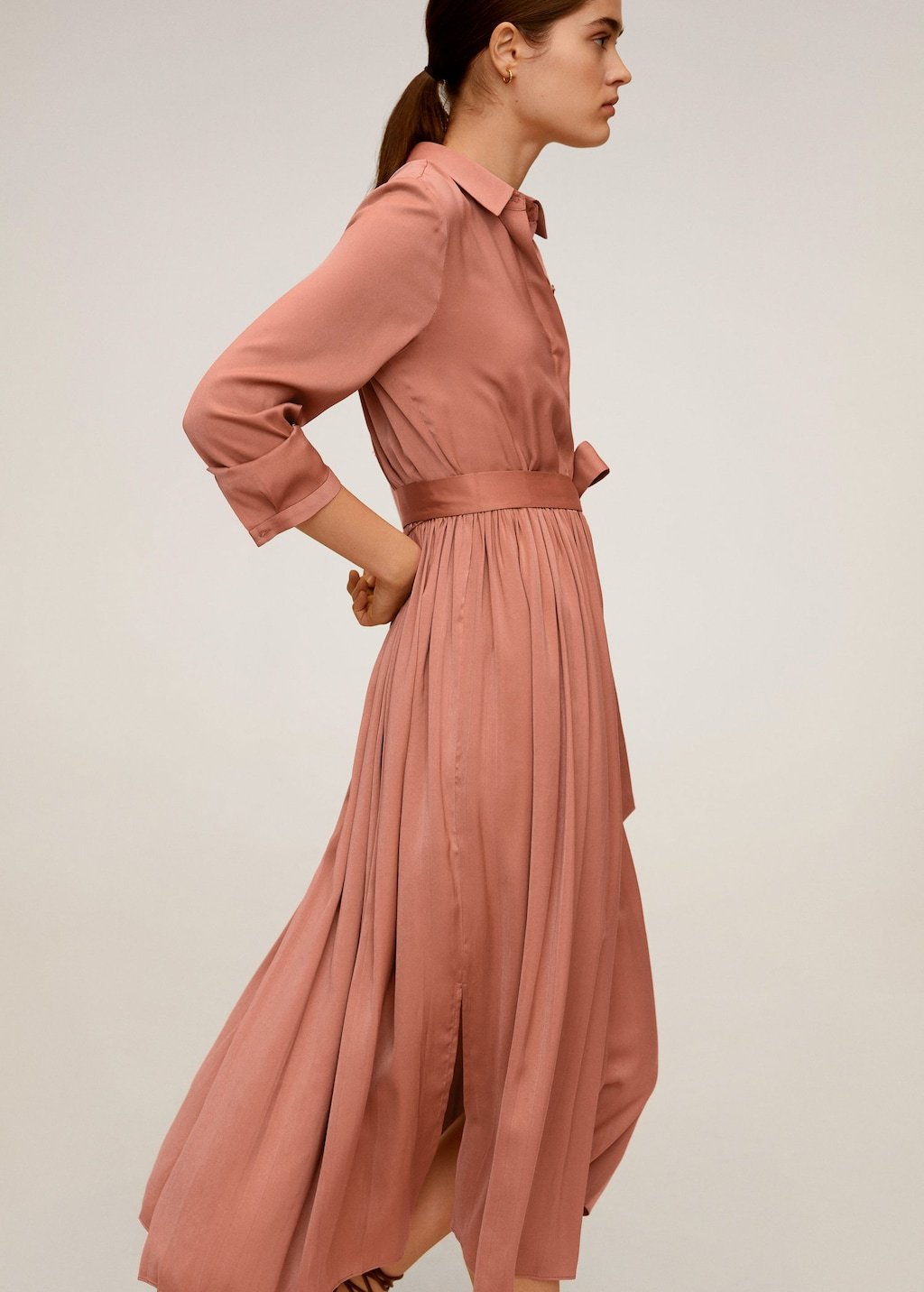 Satin shirt dress