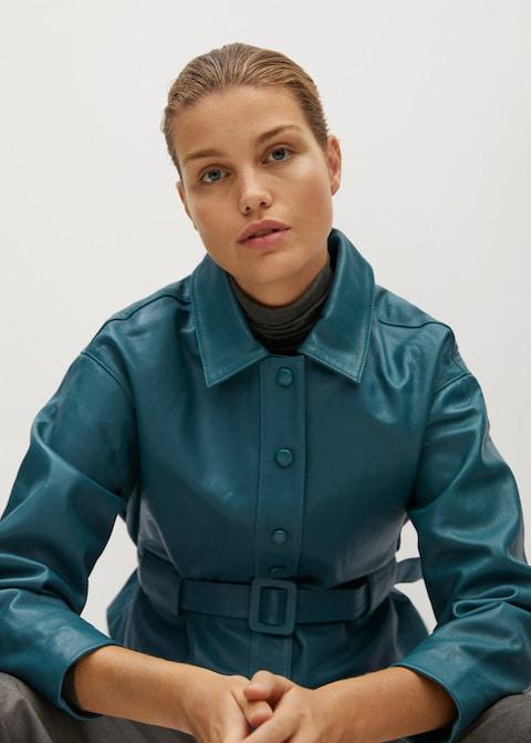 Belt leather jacket