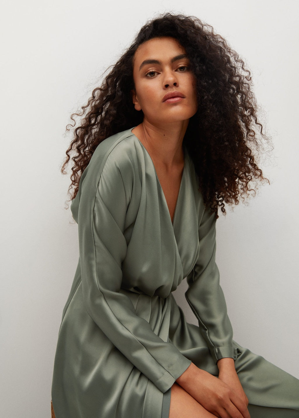 Pleated satin dress