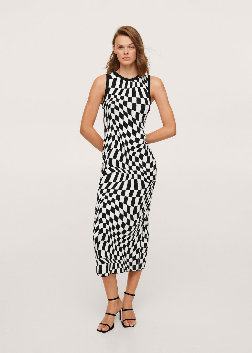 Check knit dress