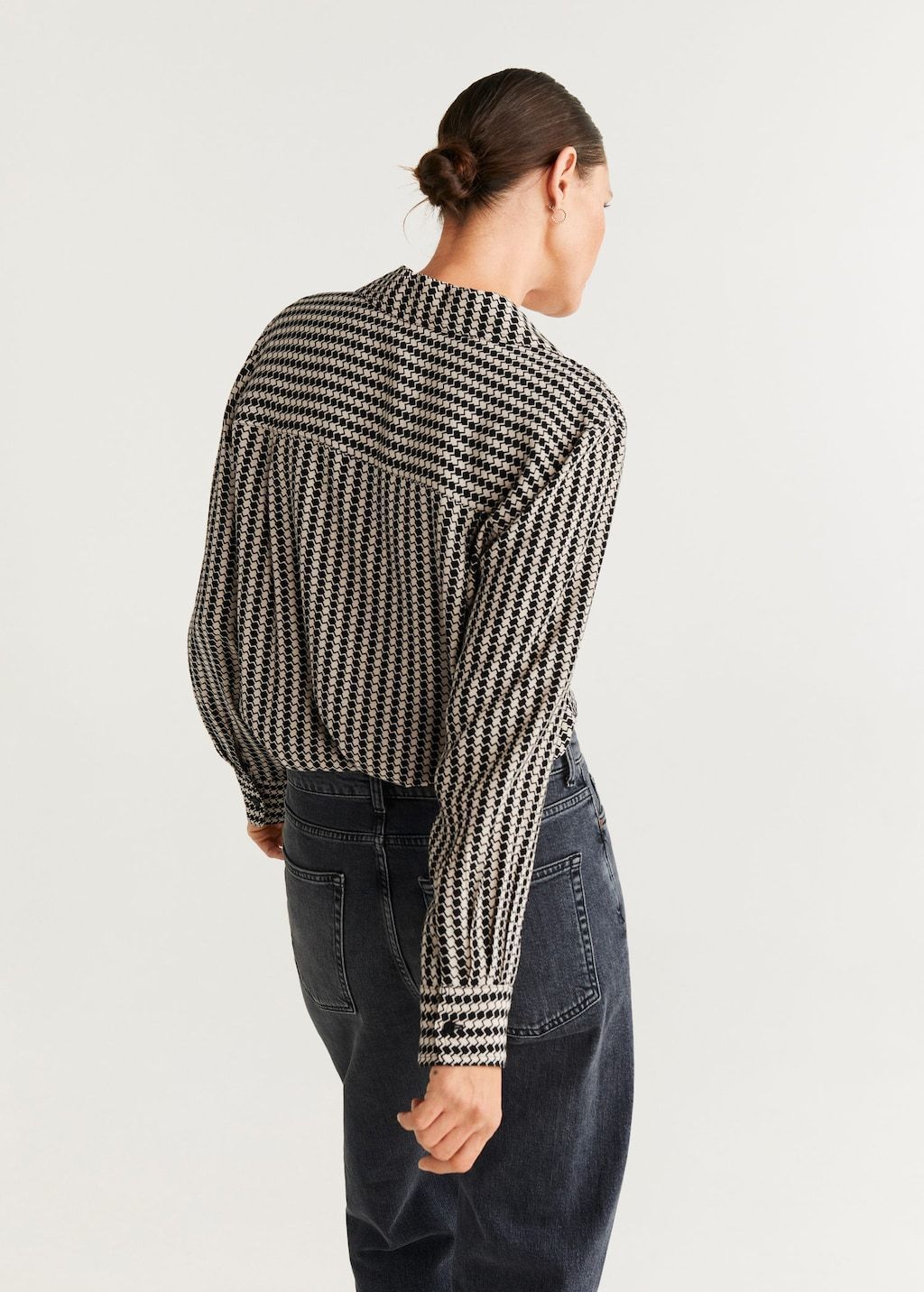 Chest-pocket flowy blouse