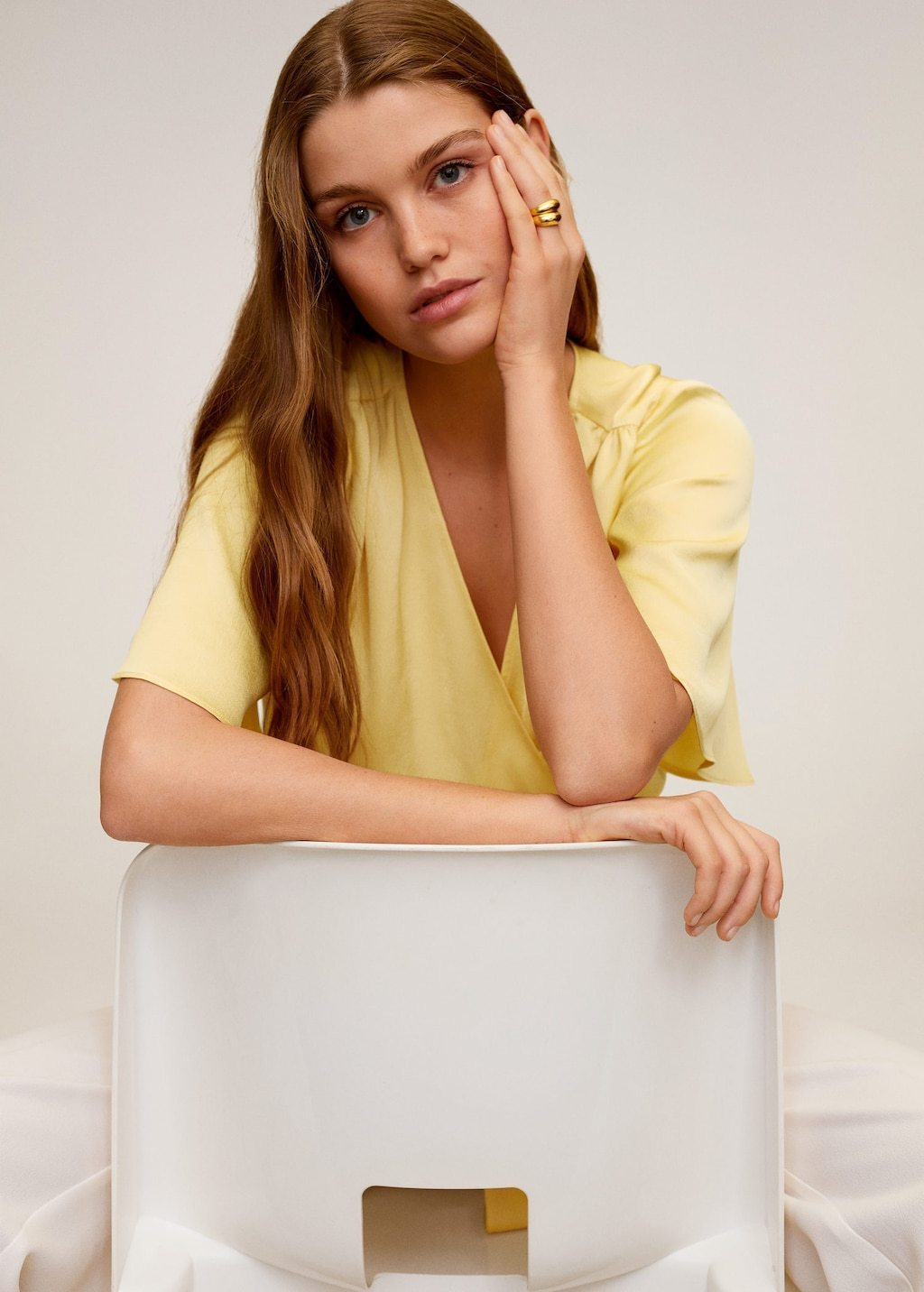 Wrap V-neckline blouse