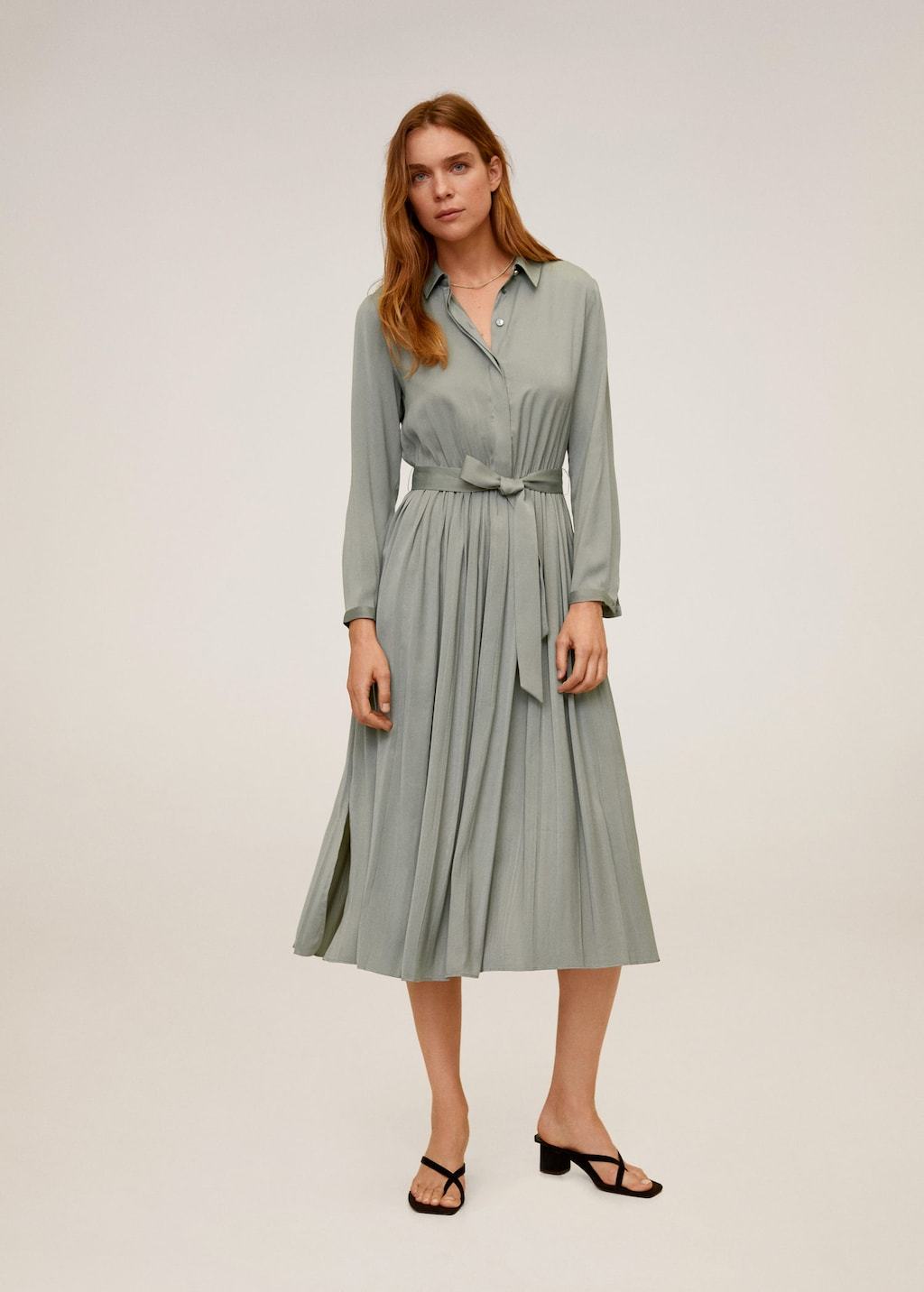 Satin shirt dress