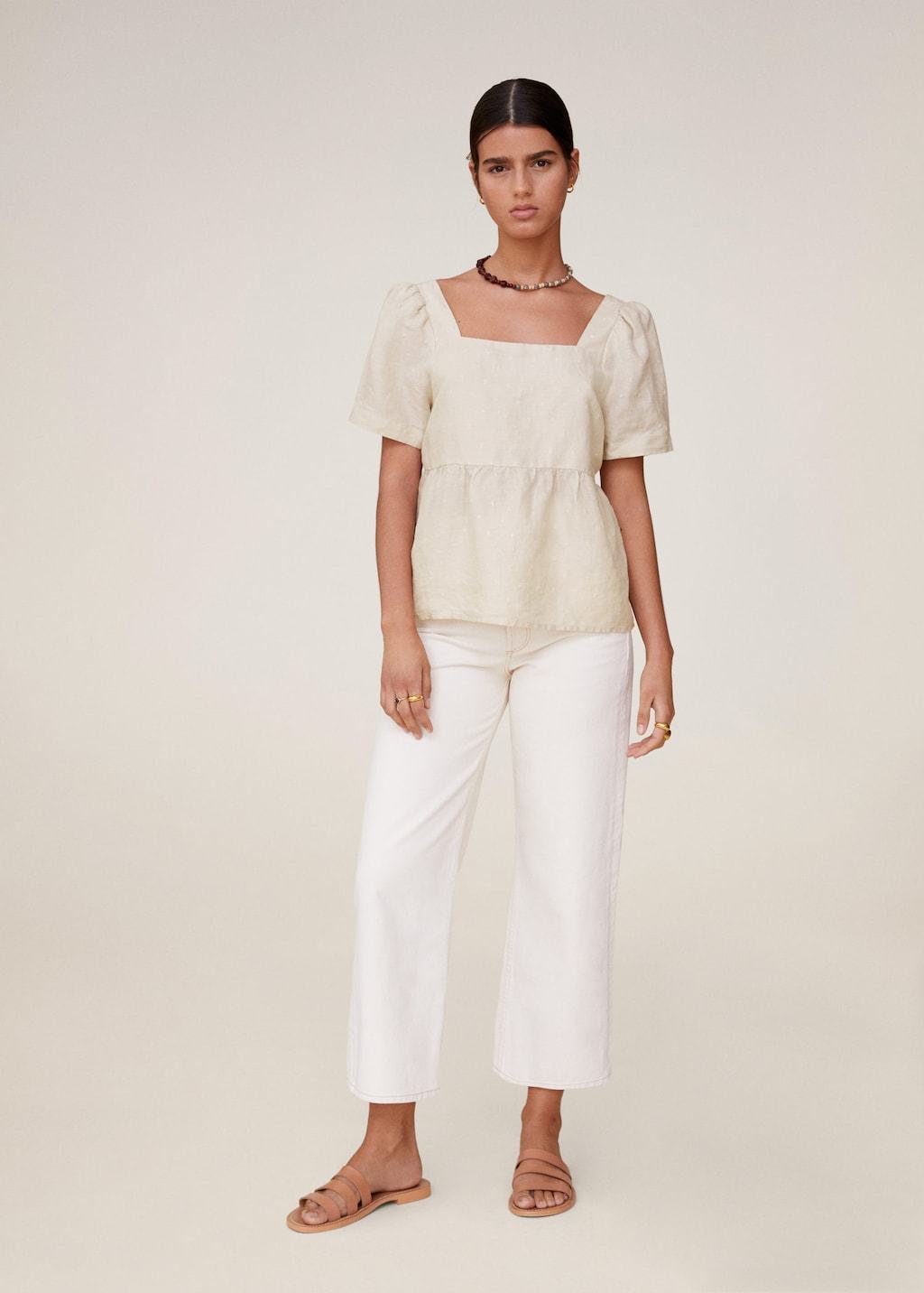 Textured linen blouse