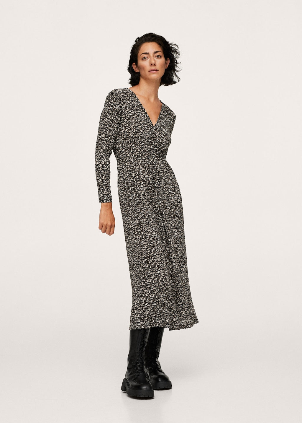Printed textured dress
