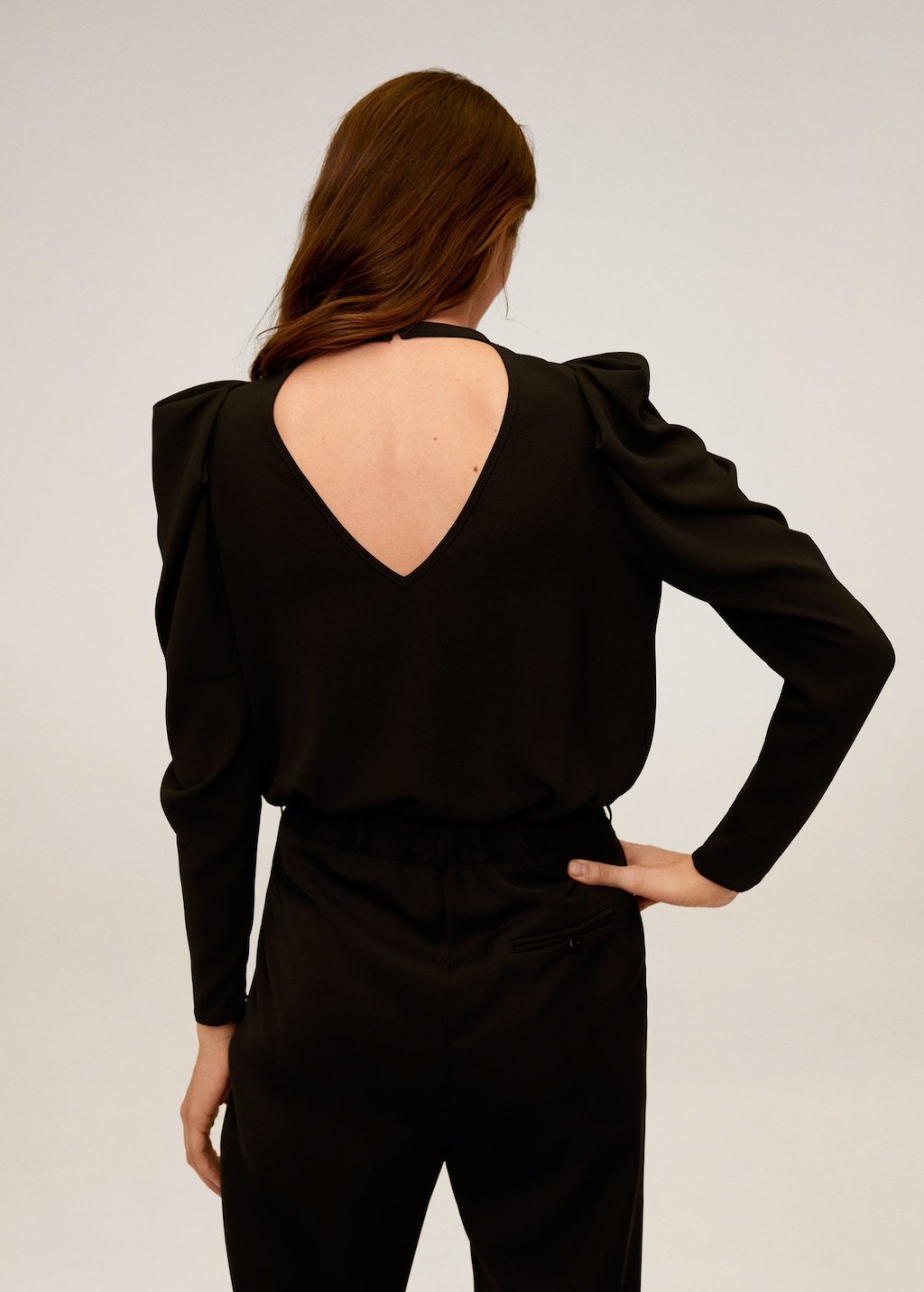 Puffed-shoulder blouse