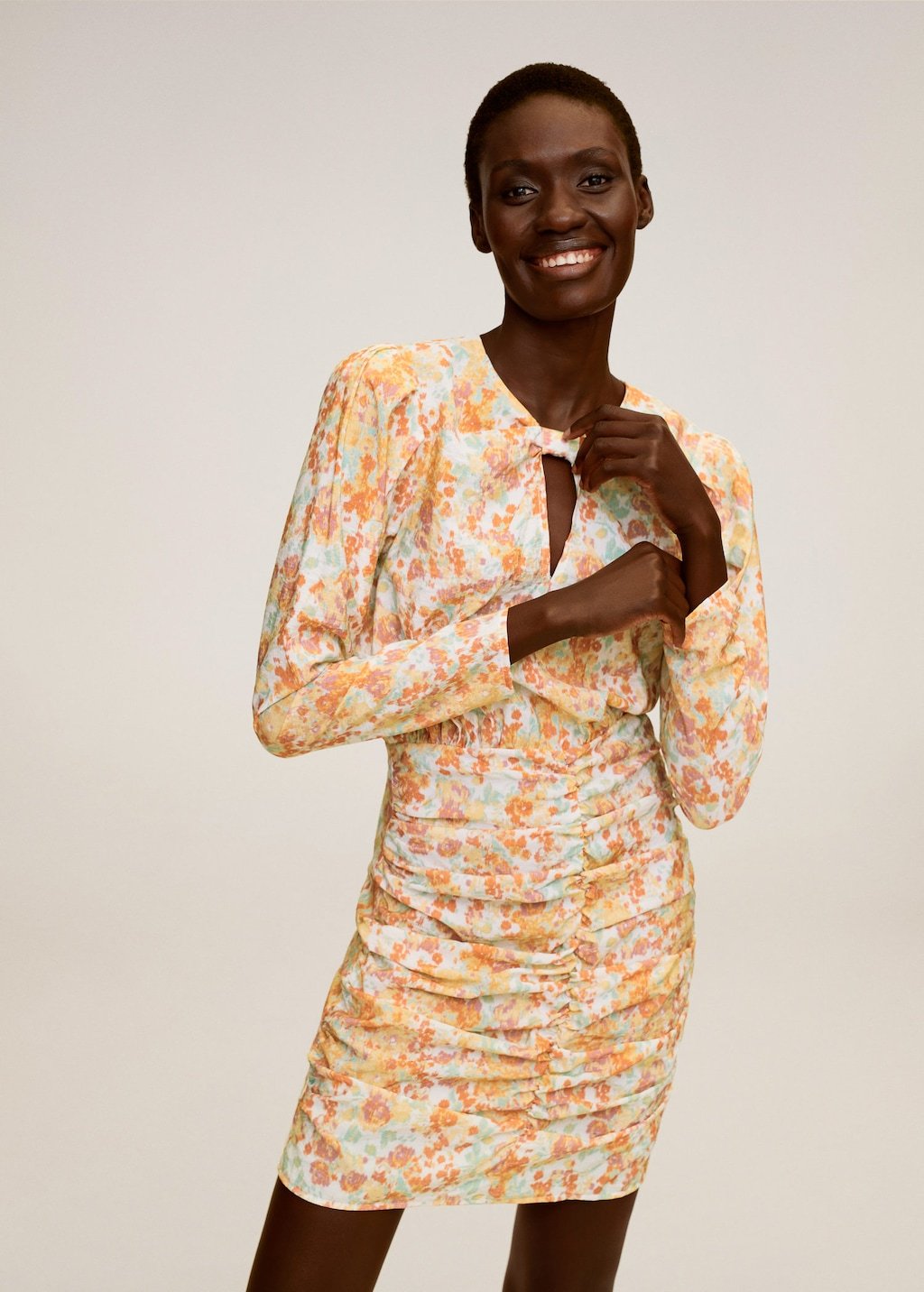 Ruched floral dress