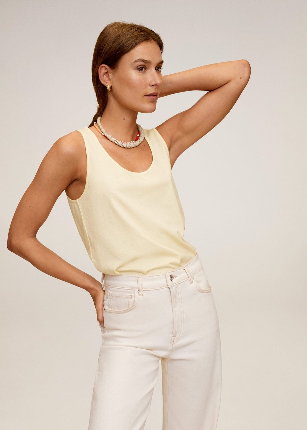 Strap cotton T-shirt