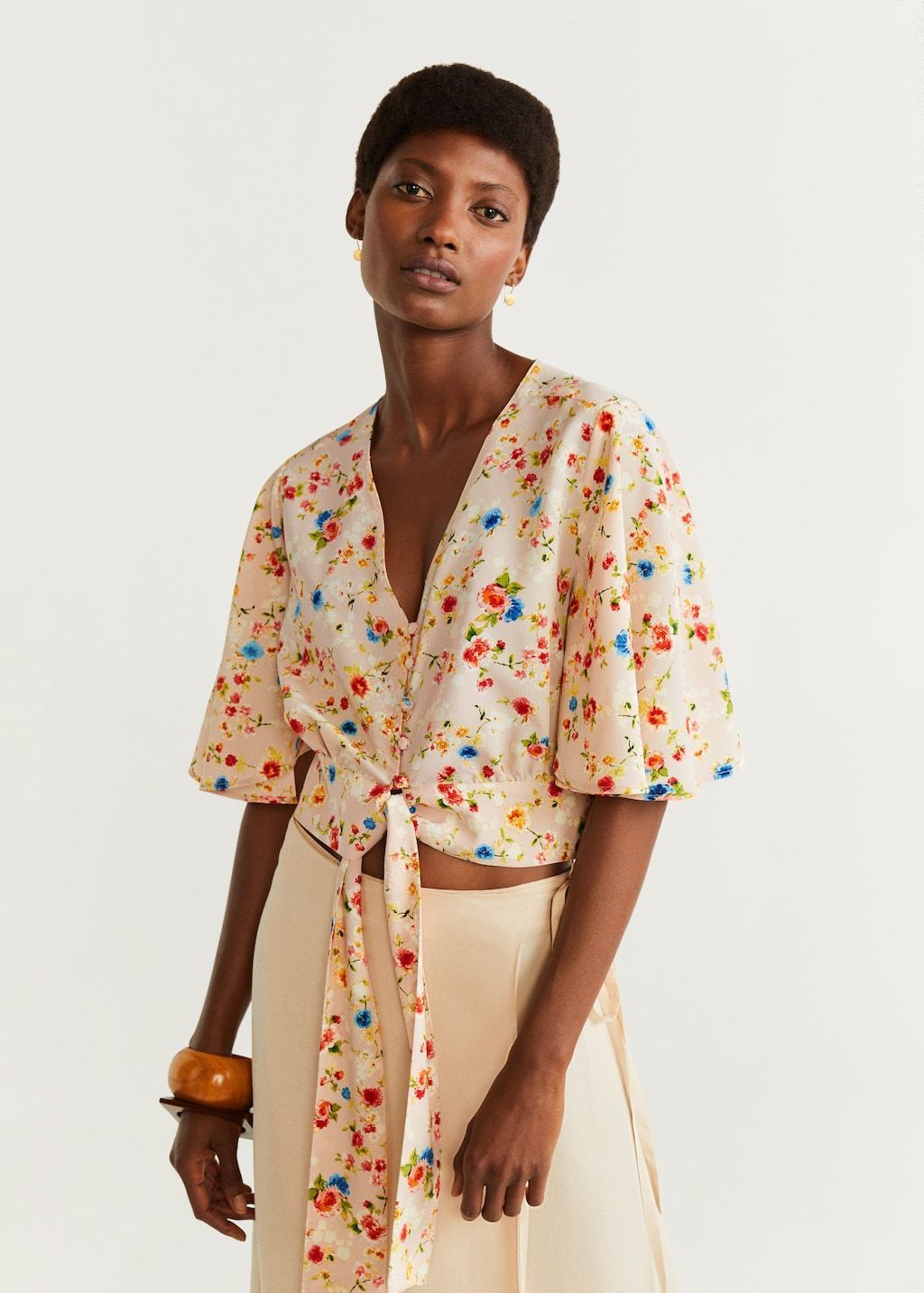 Bow cropped blouse