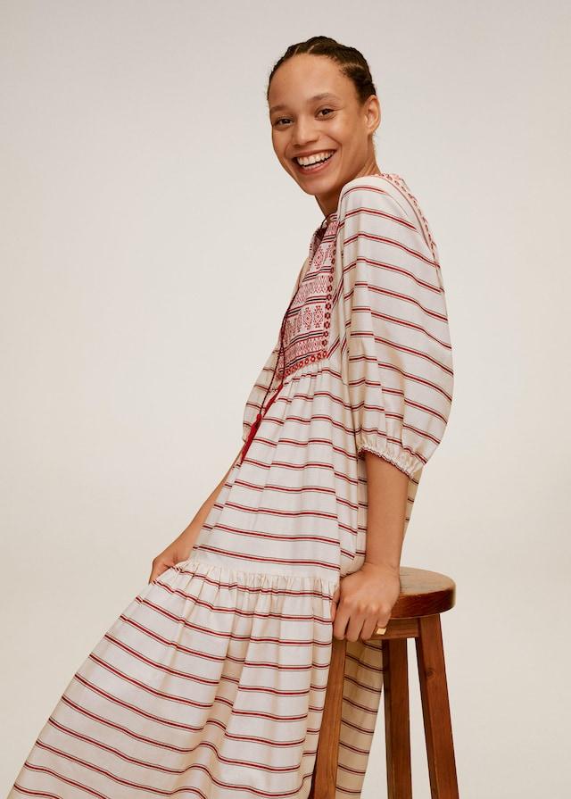 Embroidery striped dress